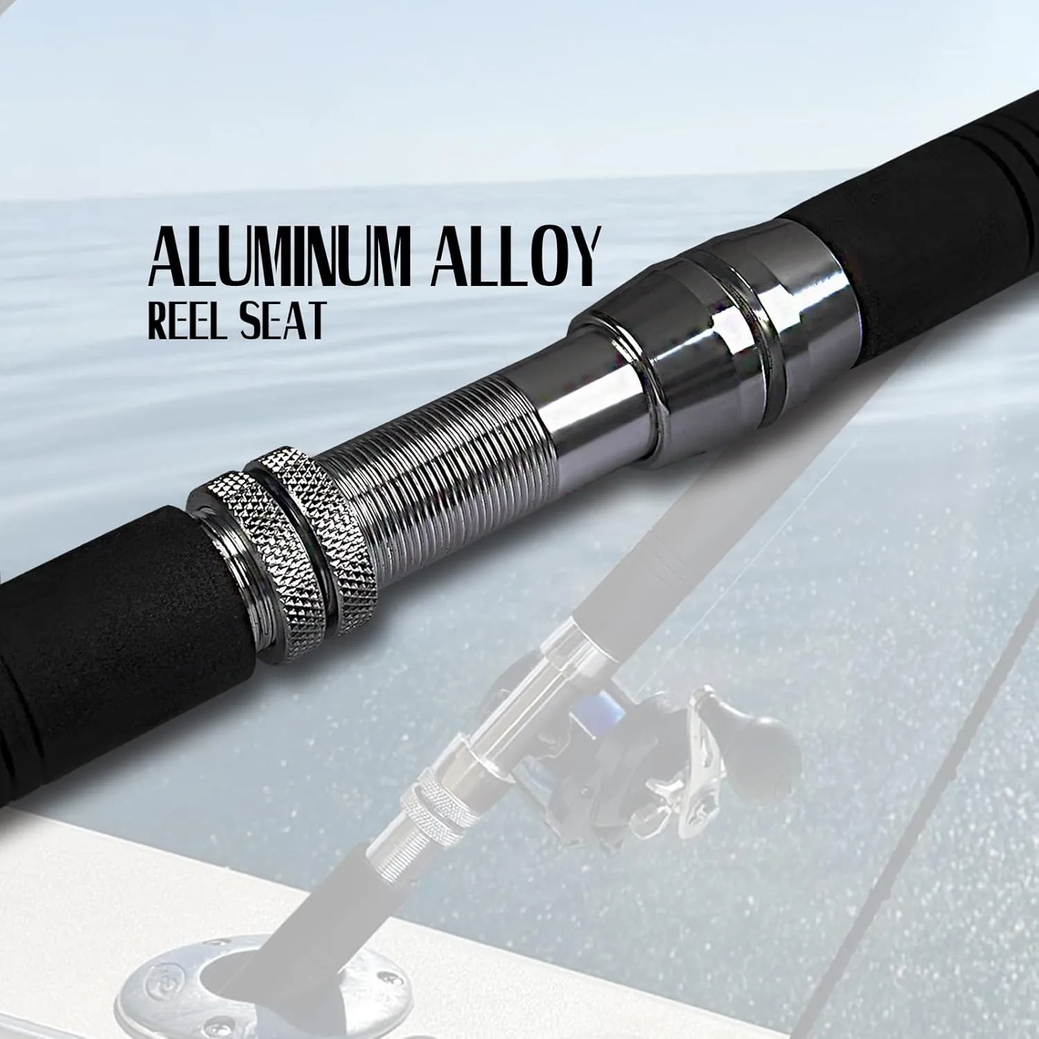 Fiblink Saltwater Offshore Heavy Trolling Fishing Rod Big Game Conventional Boat Fishing Roller Rod Pole with All Roller Guides (Heavy Power, 5-Feet 1-Inch)
