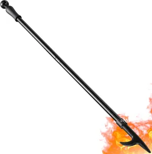Fire Pit Poker, 46 Inch Extra Long Outdoor Fire Poker for Fireplace, Fire Pit, Campfire, Wood Stove and Indoor Use, Heavy Duty Wrought Steel Campfire Poker Tool, Rust-Resistant Black Finish