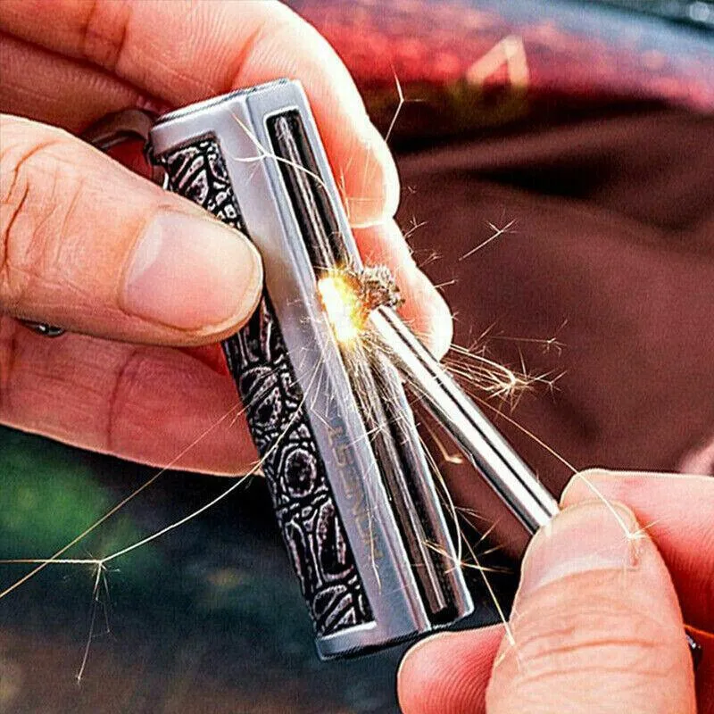 Fire Starter Lighter Waterproof Flint Match Metal Keychain Camping Survival Bda