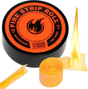 Fire Strip Roll 55-feet Weatherproof Waxed Fire Starter Tinder Tape for Emergency, Camping, Survival, Fire pits | Made in North America