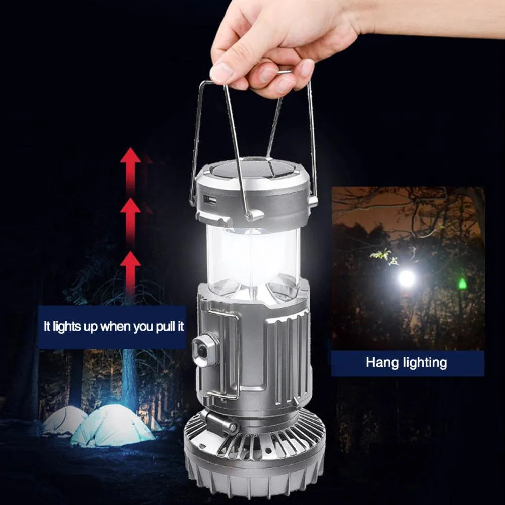 Fish Tent Camping Rechargeable Light Flashlight Order now Portable Lamp Hanging Charge LED Lantern Solar Outdoor Fan With High-demand