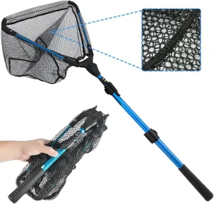 Fishing Net Fish Landing Net Foldable, with Laser Coating, for Steelhead, Salmon, Fly, Kayak, Catfish, Bass, Trout Fishing Landing Net