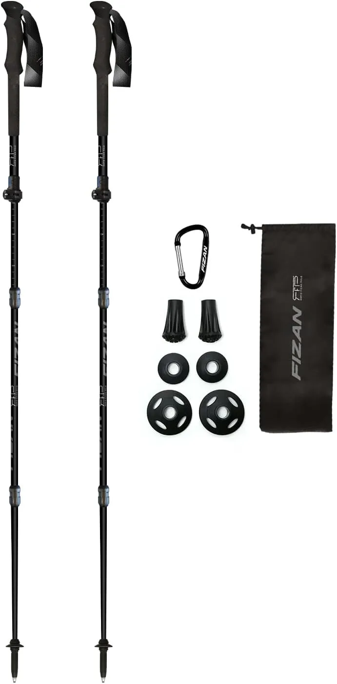 Fizan RFP Touring - Adjustable Trekking Poles for Walking & Hiking - Rapid Folding for 15" collapsed Length