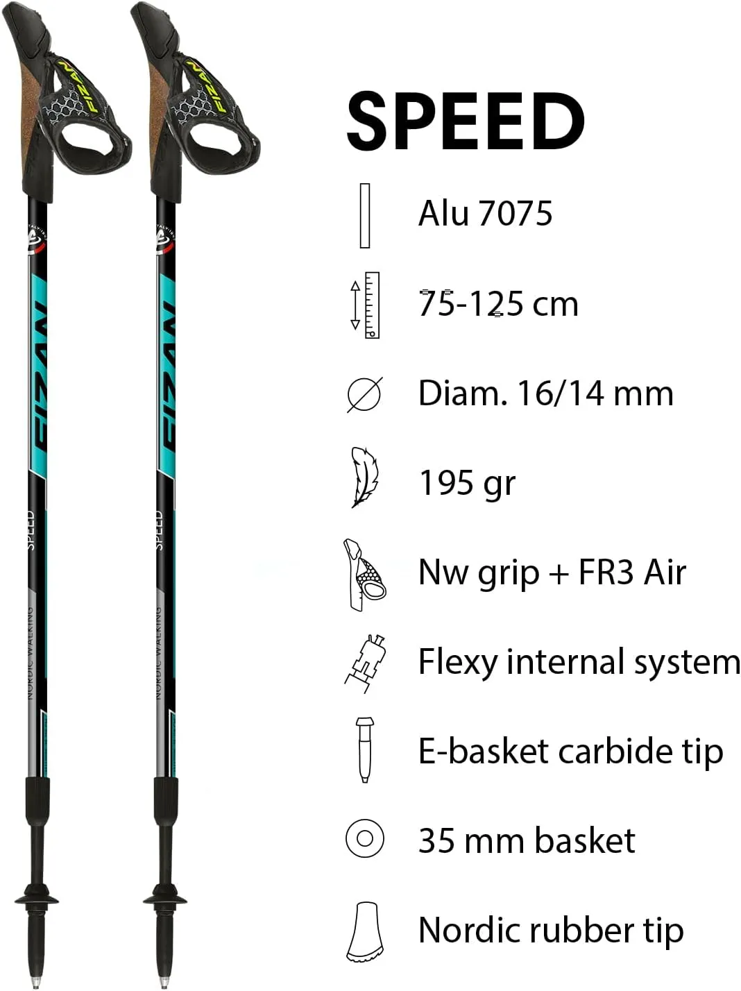FIZAN Speed Model, Swift Nordic Aluminium Walking Poles