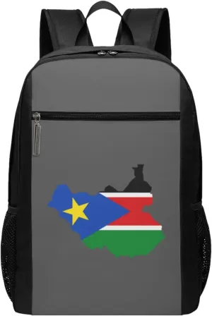 Flag Map Of South Sudan Travel Laptop Backpack, Business Anti Theft Slim Sturdy Laptops Backpacks, College Computer Bag Gift for Men & Women Fits 17 Inch Notebook,Black