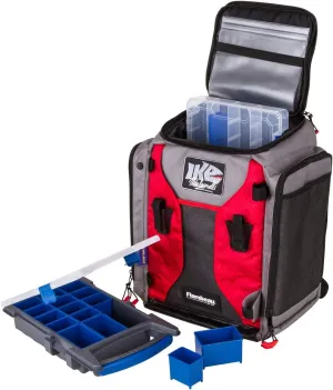 Flambeau Outdoors R50BK-1 "IKE" Ritual 50 Backpack, Fishing Organizer Backpack with Hard Organizers Inside - Gray/Red