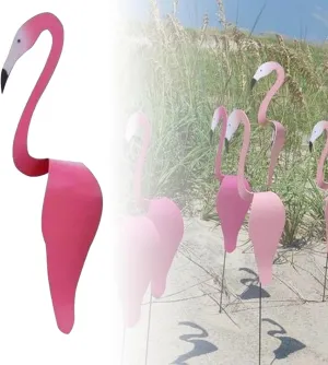Florida Dancing Birds Garden Metal Art, 2024 New Pink Flamingo Yard Decorations, Wind Spinner for Garden Yard Decor, Metal Lawn Art Ornaments for Outdoor Patio Backyard (White)
