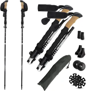 Foldable and Retractable Trekking Pole - Lightweight, Adjustable Hiking Stick for Outdoor Enthusiasts, Backpackers, and Seniors - Durable Aluminum Alloy, Ergonomic Grip, All-Terrain Support