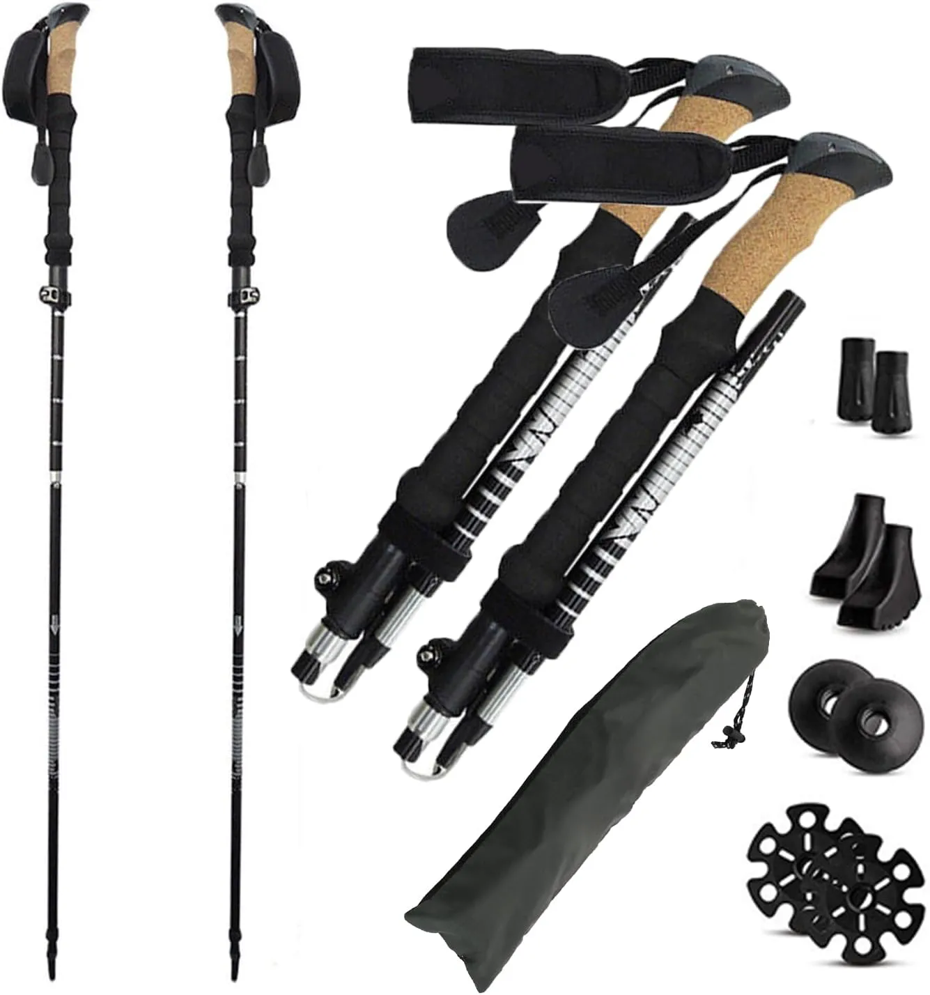 Foldable and Retractable Trekking Pole - Lightweight, Adjustable Hiking Stick for Outdoor Enthusiasts, Backpackers, and Seniors - Durable Aluminum Alloy, Ergonomic Grip, All-Terrain Support