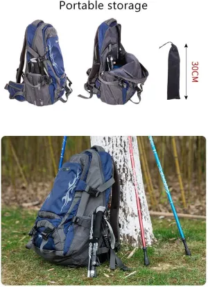 Folding Trekking Poles Ultralight Aluminum Telescopic Hiking Pole Walking Sticks with EVA Non-Slip Grip and Quick Lock System for Traveling Camping Hiking Mountaineering