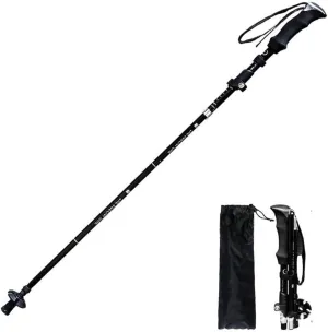Folding Trekking Poles Ultralight Aluminum Telescopic Hiking Poles Walking Sticks with EVA Handles and Quick Lock System for Traveling Camping Hiking Mountaineering (Black)
