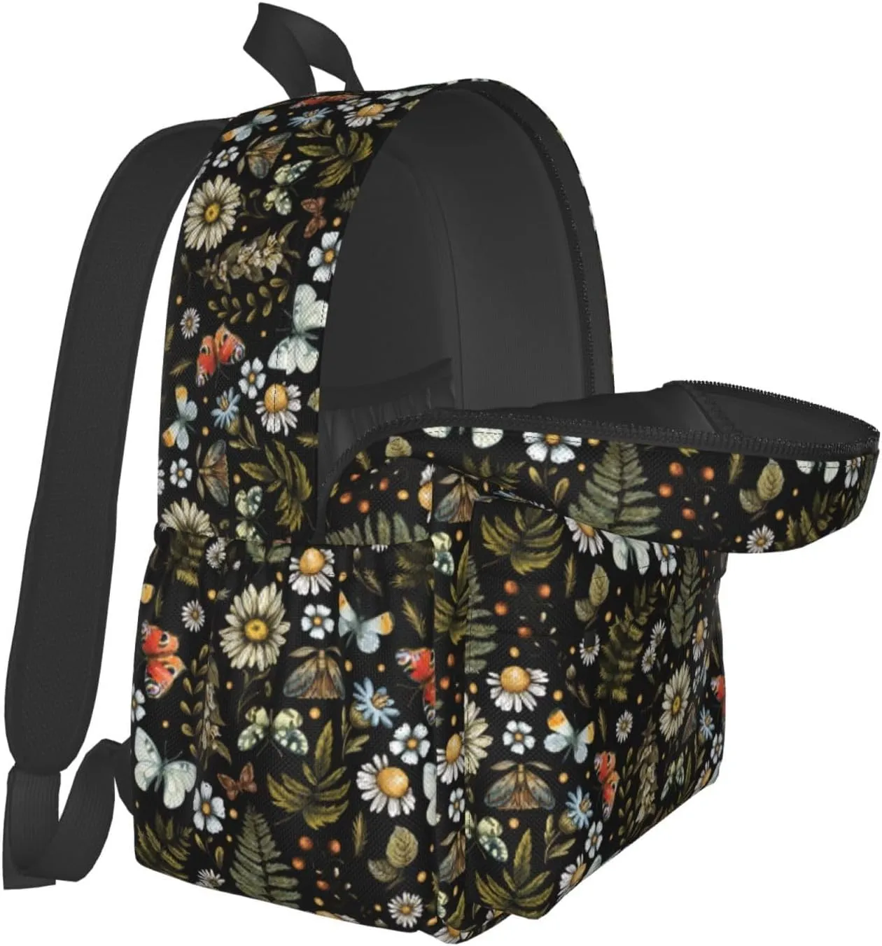 Forest Fern Flower Waterproof Backpack Adjustable Shoulder Straps Bag Large Capacity Casual Daypack Bookbag For Travel Work