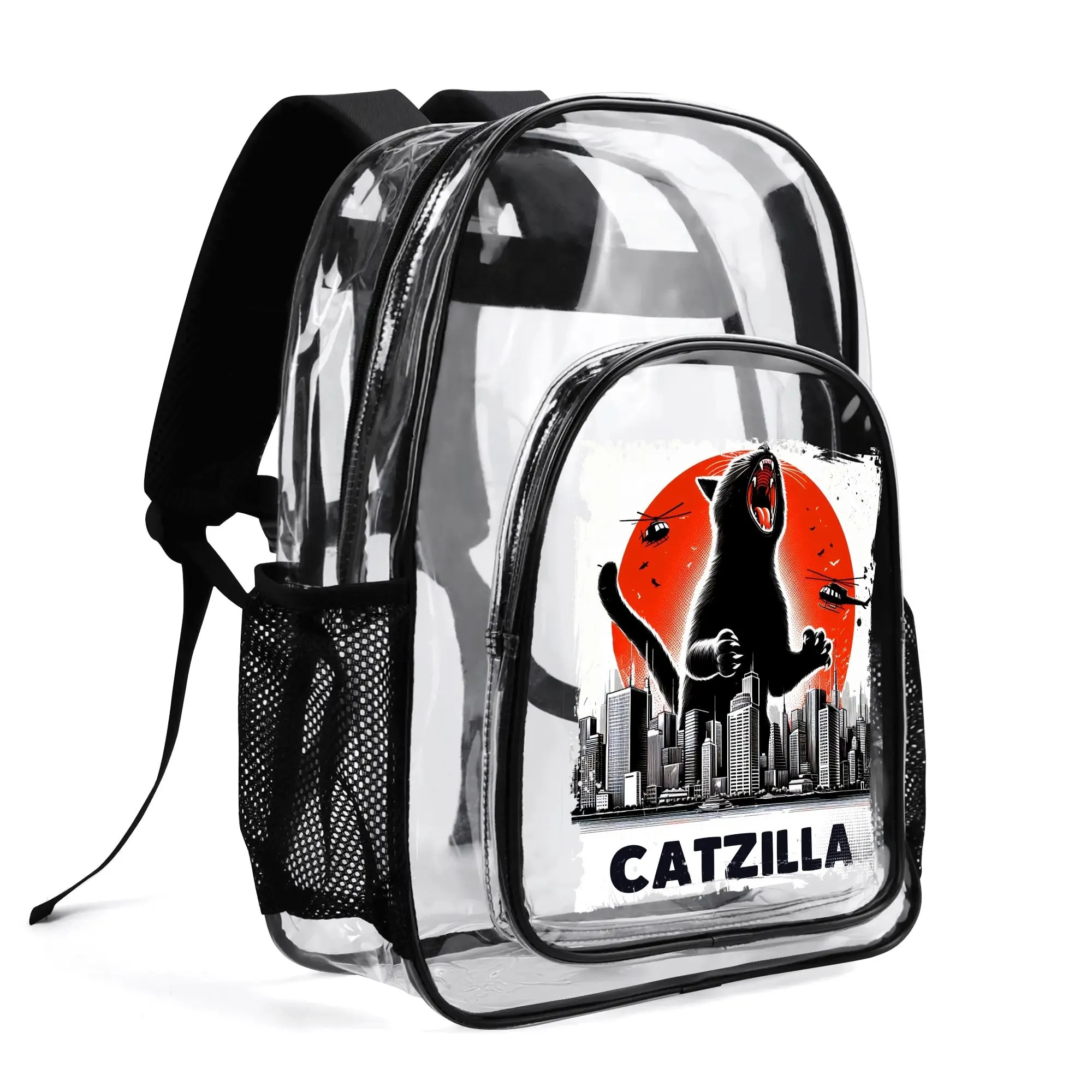 Funny Cats! - Large 17 Transparent See-Thru Backpack