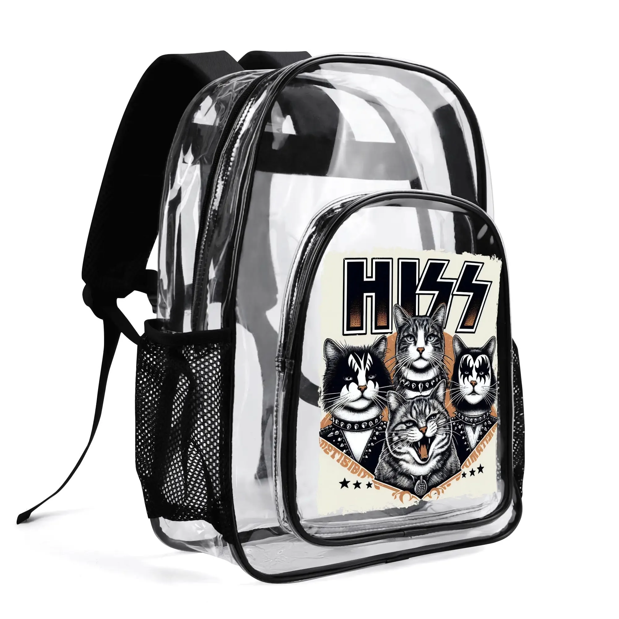 Funny Cats! - Large 17 Transparent See-Thru Backpack