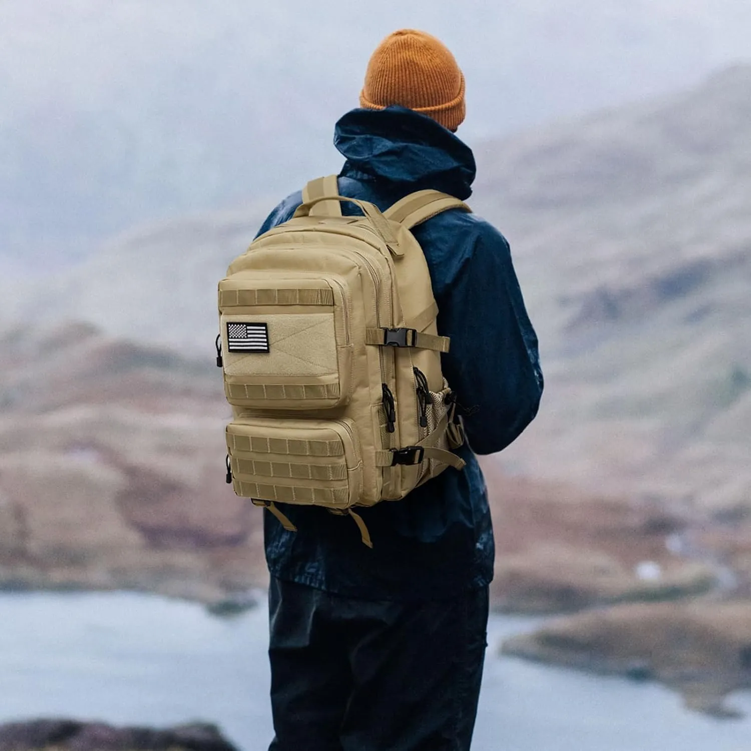 G4Free 45L Military Tactical Backpack for Men Large Army Molle Daypack 3 Day Assault Pack Bug Out Bag Hiking Rucksack(Khaki)