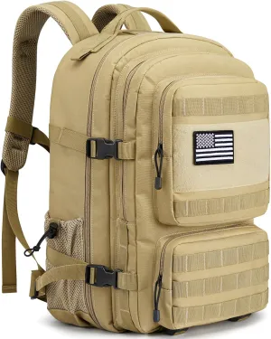 G4Free 45L Military Tactical Backpack for Men Large Army Molle Daypack 3 Day Assault Pack Bug Out Bag Hiking Rucksack(Khaki)