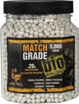 Game Face 20GBW5J 6mm Match Grade .20-Gram 6mm White Biodegradable Airsoft BBs, Multi (5000-Count)