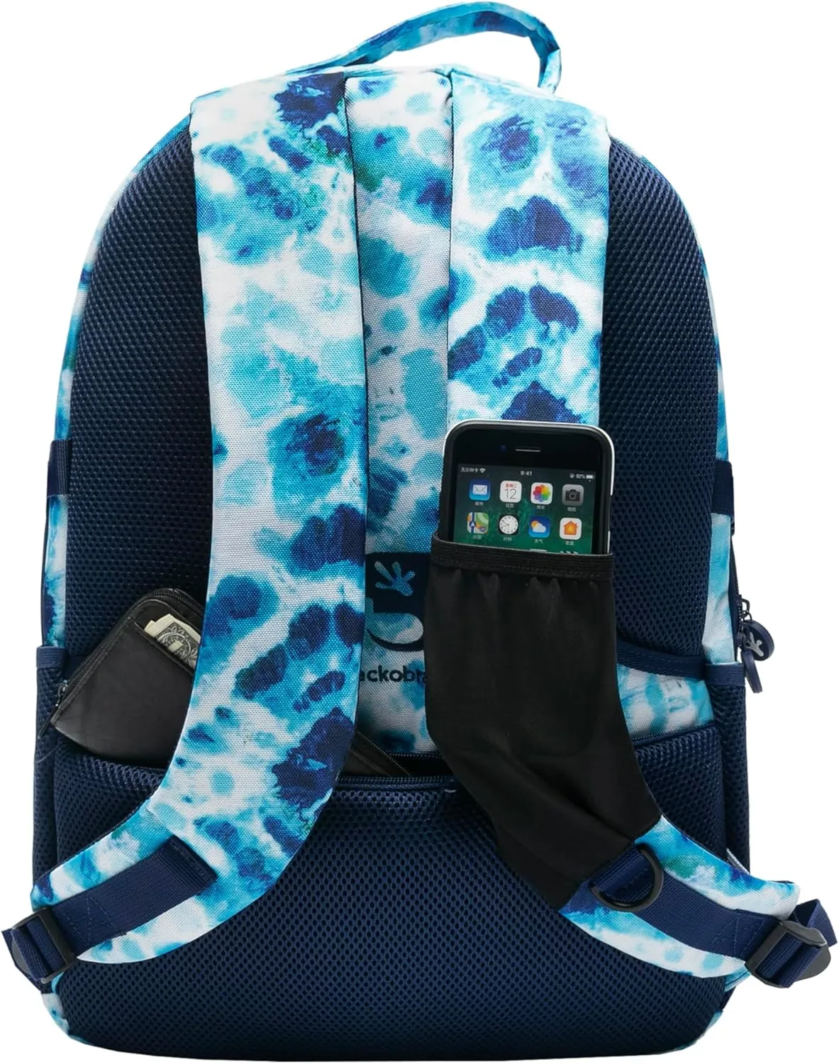 geckobrands Endurance Backpack - Blue Tie Dye Work Hiking Traveling Backpack with Multiple Pockets Spacious