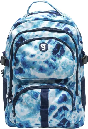 geckobrands Endurance Backpack - Blue Tie Dye Work Hiking Traveling Backpack with Multiple Pockets Spacious