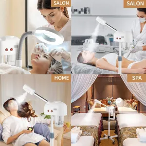 GeRRiT Facial Steamer with 3X Magnifying Lamp, Esthetician Steamer Professional Aromatherapy Humidifier Face Spa Mist Steam for Home Beauty Salon, Personal Skin Care Deep Cleaning, White