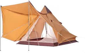 GeRRiT Family Camping Tent Large Double Layer Pyramid Tipi Tent Camping Mongolian Yurt Tent for Picnic, Festival