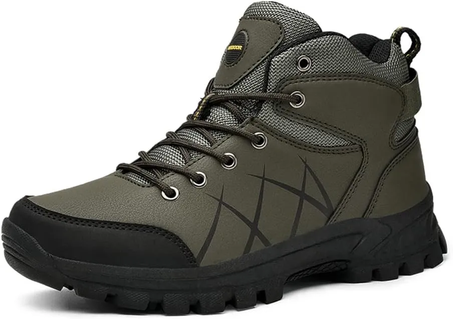 GEXECEUSS Hiking Boots for Men Breathable Non-Slip Casual Low-Top Sneakers for Trailing Trekking Outdoor Leather Walking Shoes