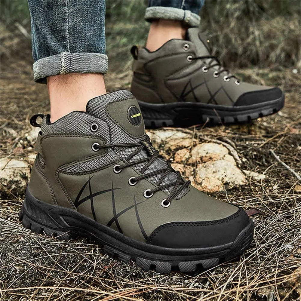 GEXECEUSS Hiking Boots for Men Breathable Non-Slip Casual Low-Top Sneakers for Trailing Trekking Outdoor Leather Walking Shoes