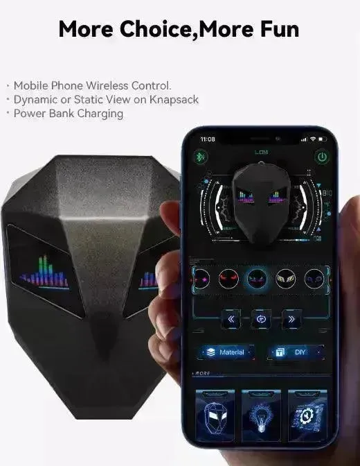 Glowing Eyes 3D LED Display Knight Backpack
