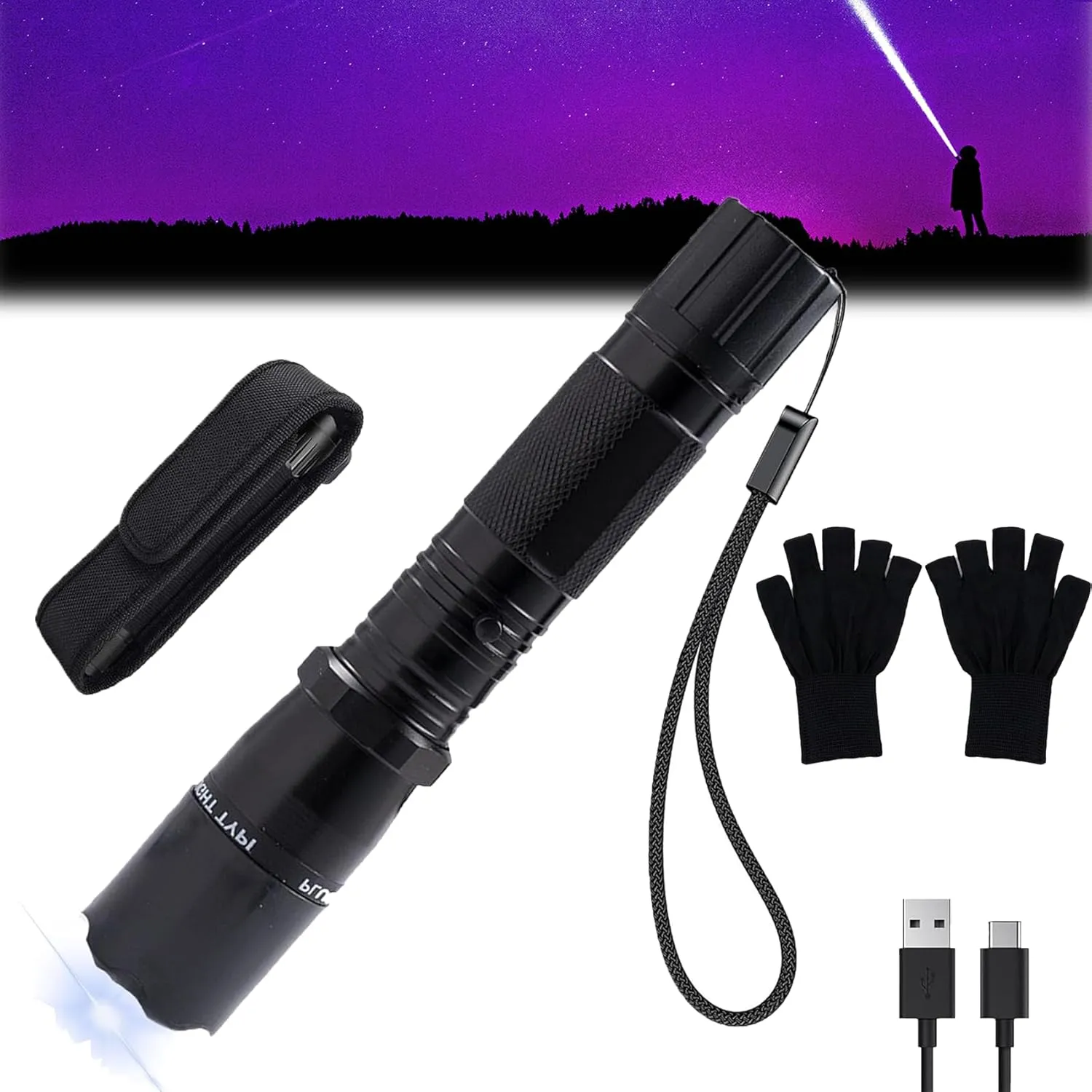 Gootatic Voltguard V95 Stun Torch, Gootatic Stun Flashlight, 2025 The Ultimate Survival Flashlight, USB Power in,for Home, Camping, Fishing, Car Essentials and Survival Kits (1 Set)