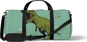 Green Dinosaur Skateboarder Dressed In Sunglasses Sports Bag Tote Bag Waterproof Gym Bag with Shoulder Strap Zipper 2 Side Pockets for Men and Women, Travel and Storage Shoulder Bag.