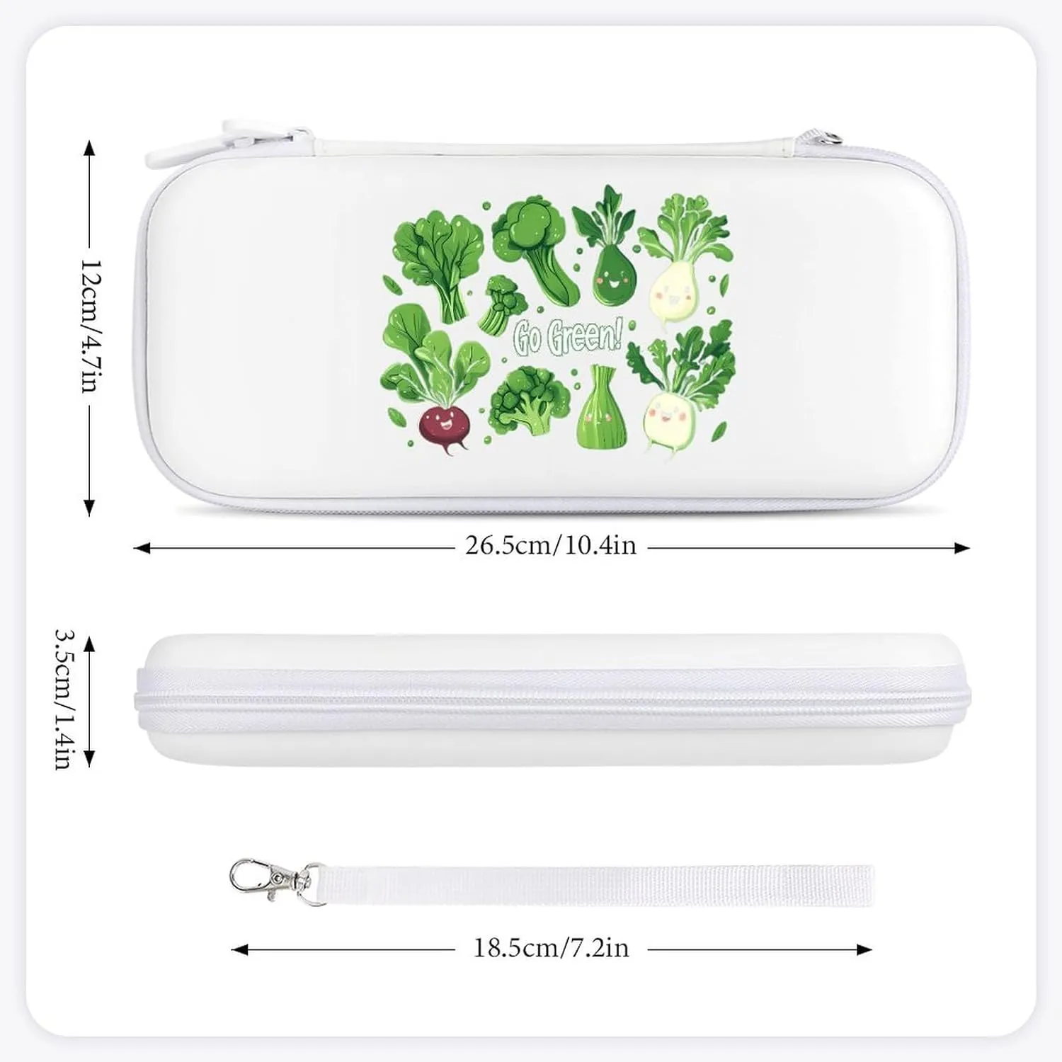 Green Vegetables Compatible with Switch Carrying Case Hard Travel Game Bag Pouch with 15 Games Accessories
