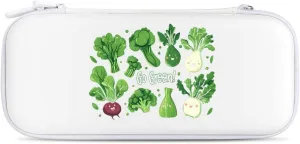 Green Vegetables Compatible with Switch Carrying Case Hard Travel Game Bag Pouch with 15 Games Accessories