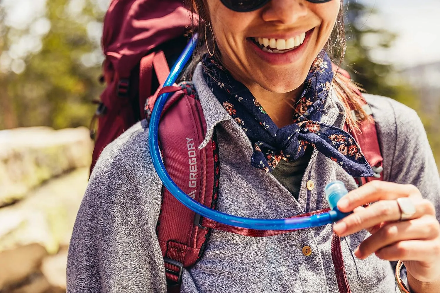 Gregory Kalmia 60L Women's Backpacking Pack, Ventilated Backpanel, Built-in Hydration Attachment for Bladder (Reservoir Not Included), Bordeaux Red