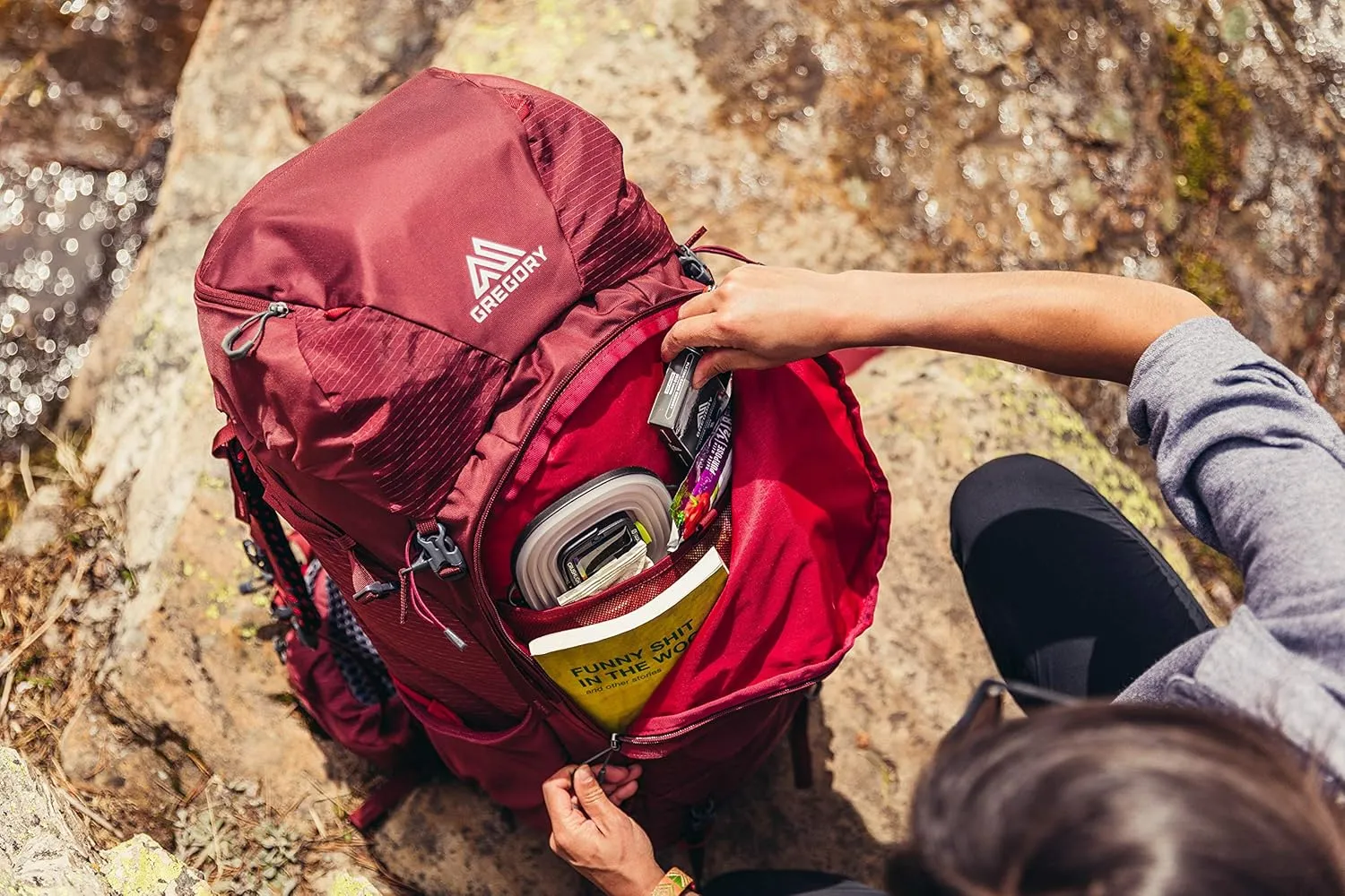 Gregory Kalmia 60L Women's Backpacking Pack, Ventilated Backpanel, Built-in Hydration Attachment for Bladder (Reservoir Not Included), Bordeaux Red