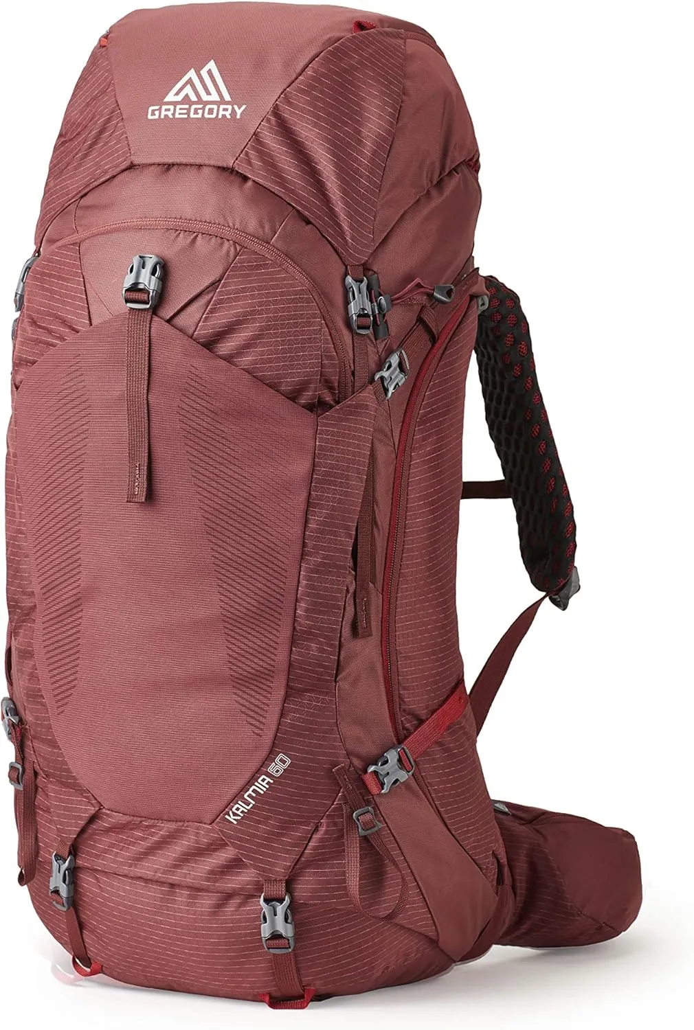 Gregory Kalmia 60L Women's Backpacking Pack, Ventilated Backpanel, Built-in Hydration Attachment for Bladder (Reservoir Not Included), Bordeaux Red