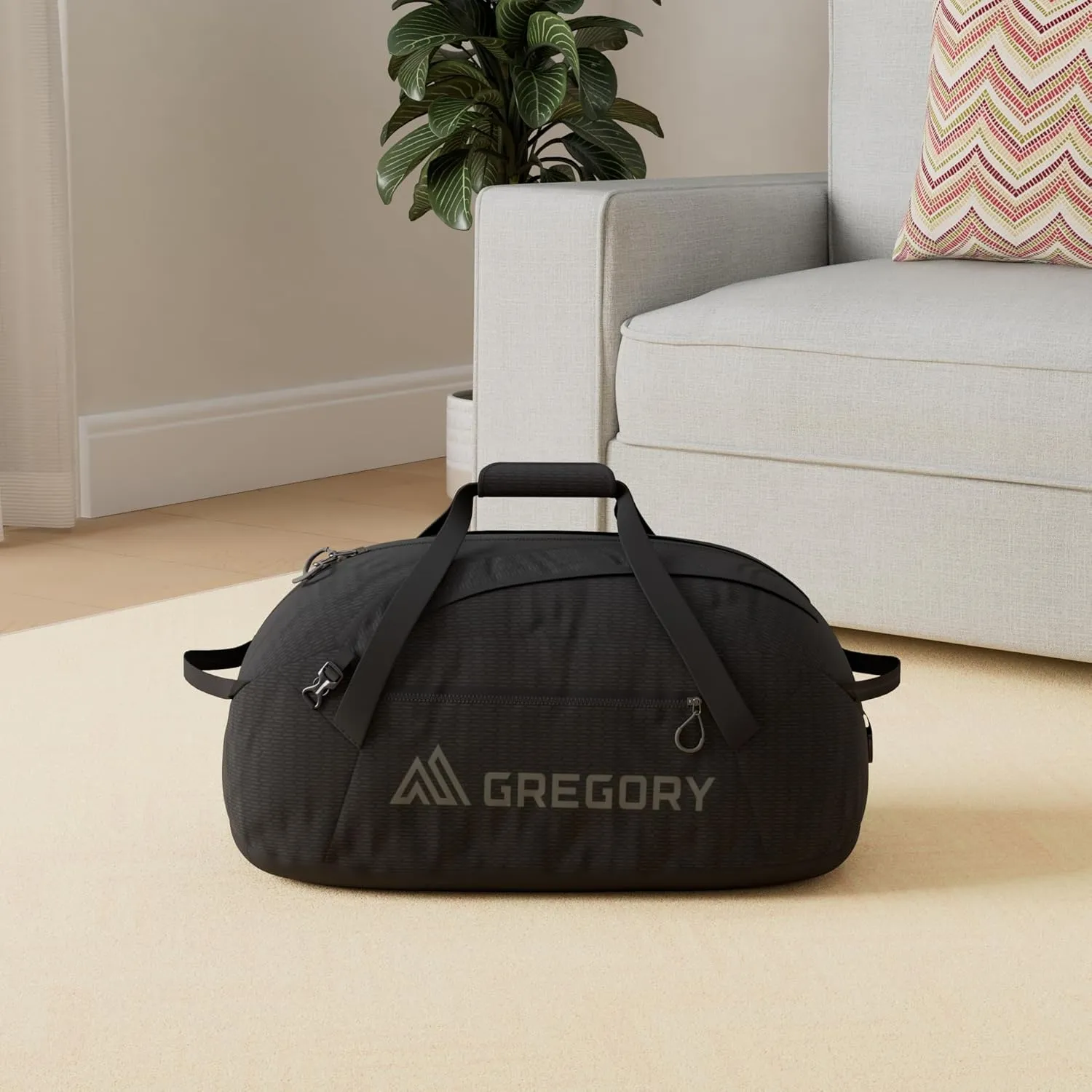 Gregory Supply 65L Adventure Travel/Gear Organization Duffel Bag, Tuckable Backpack Straps, Packable, Water-Repellent, Obsidian Black