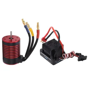 GTSHYTENRC 3650 Sensorless Brushless Motor High Efficiency for 1/10 RC Car Racing Design Black Red (3600KV)