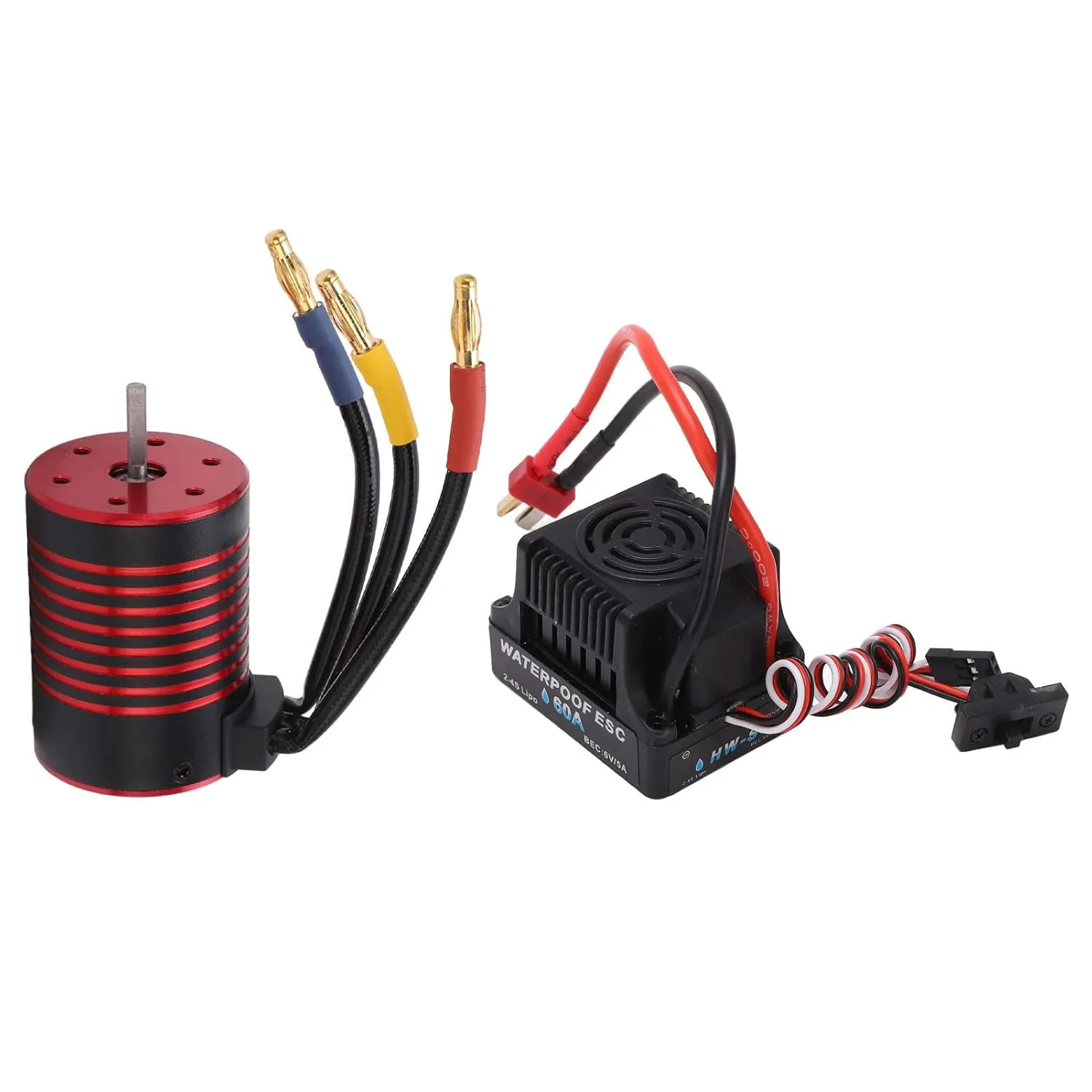 GTSHYTENRC 3650 Sensorless Brushless Motor High Efficiency for 1/10 RC Car Racing Design Black Red (3600KV)