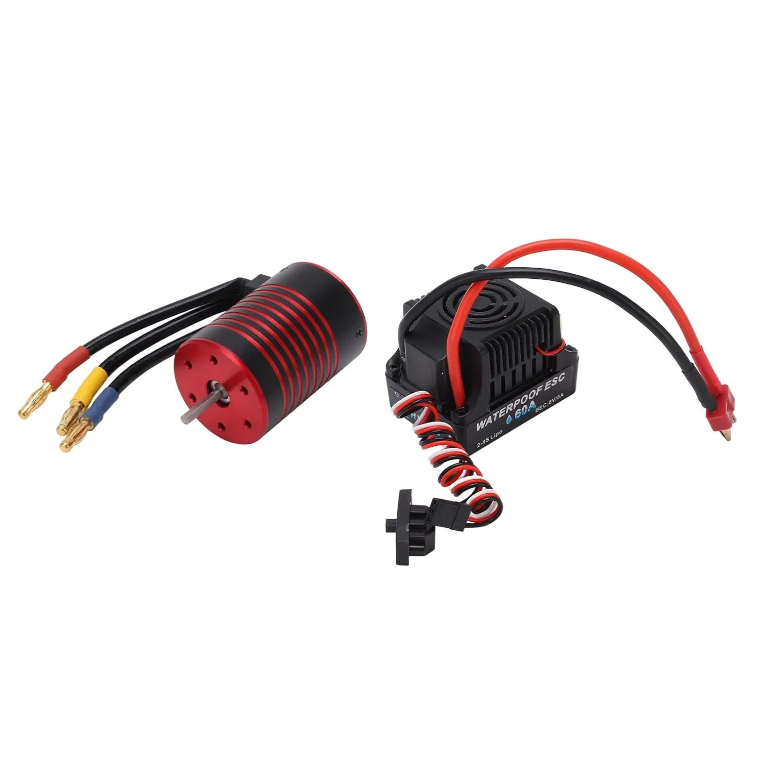GTSHYTENRC 3650 Sensorless Brushless Motor High Efficiency for 1/10 RC Car Racing Design Black Red (3600KV)