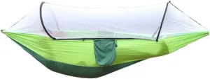Hamock Outdoor Anti-Rollover Nylon Hammock with Mosquito Net Automatic Quick-Opening Pole Mosquito Net Hammock Hanmock(Green)