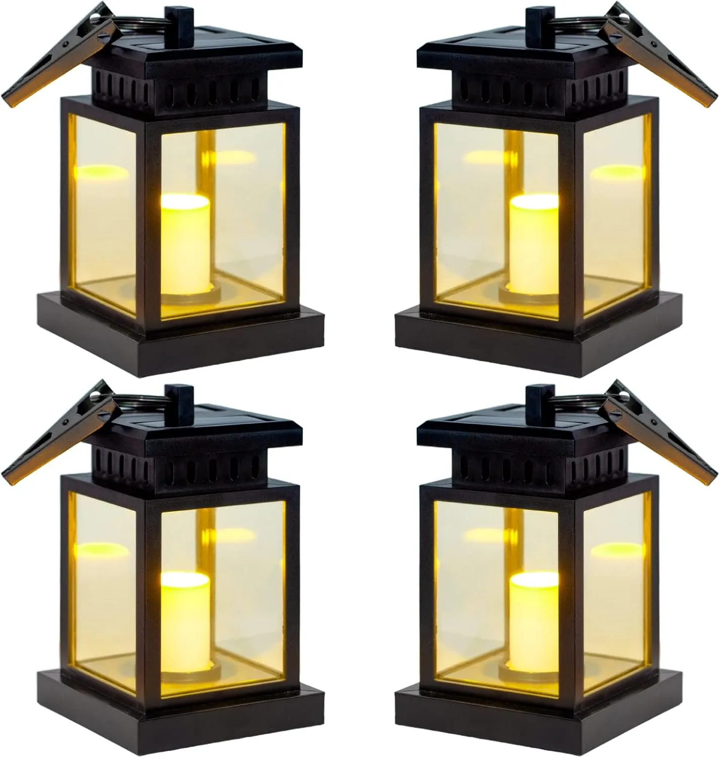 Hanging Solar Lights,Sunklly Waterproof LED Outdoor Candle Lantern Decorated in Garden Patio Deck (Pack of 4)