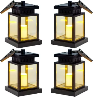 Hanging Solar Lights,Sunklly Waterproof LED Outdoor Candle Lantern Decorated in Garden Patio Deck (Pack of 4)