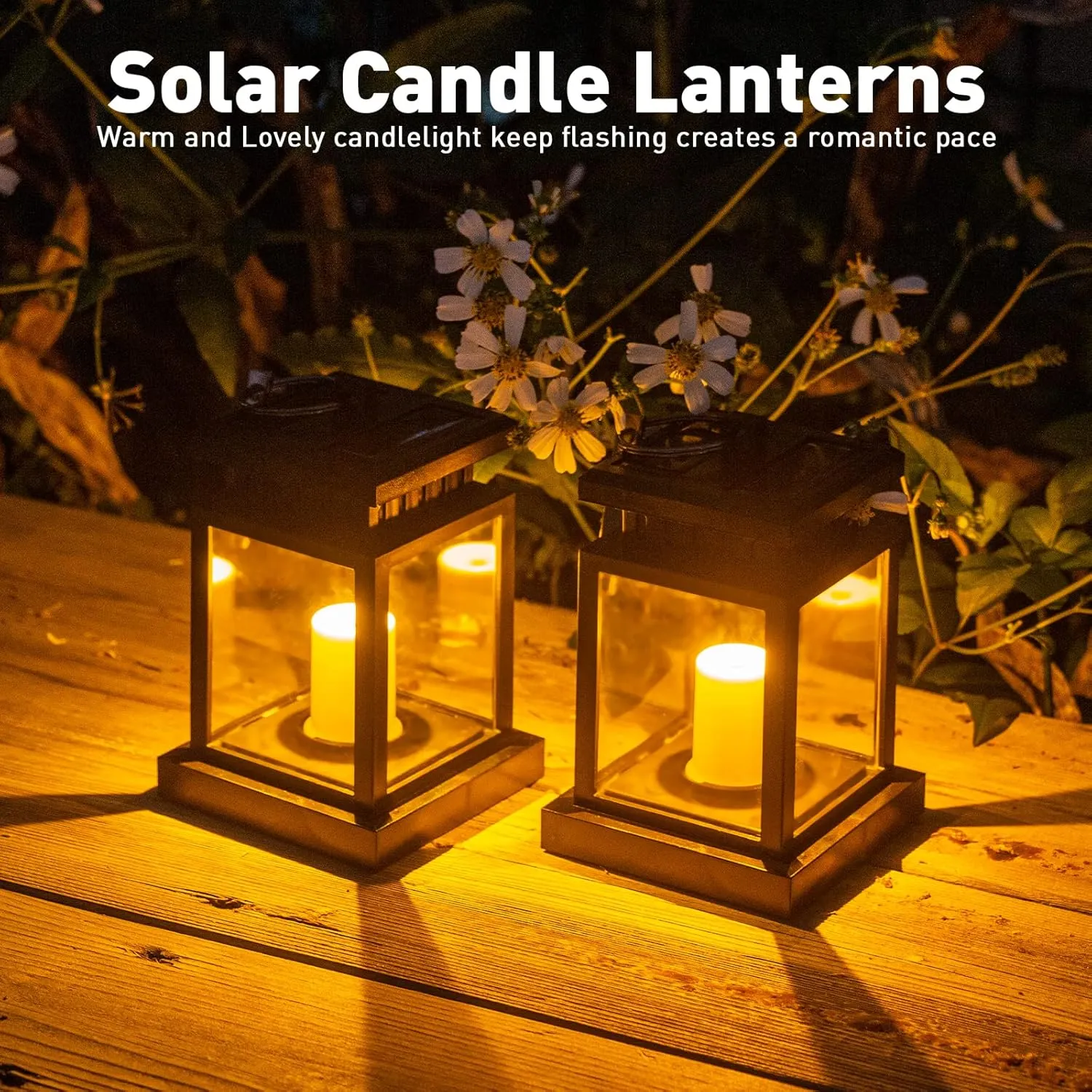 Hanging Solar Lights,Sunklly Waterproof LED Outdoor Candle Lantern Decorated in Garden Patio Deck (Pack of 4)