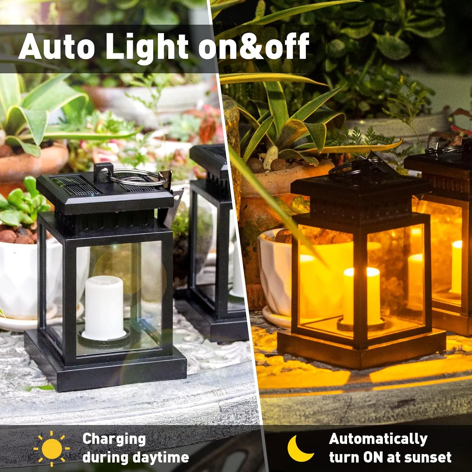 Hanging Solar Lights,Sunklly Waterproof LED Outdoor Candle Lantern Decorated in Garden Patio Deck (Pack of 4)