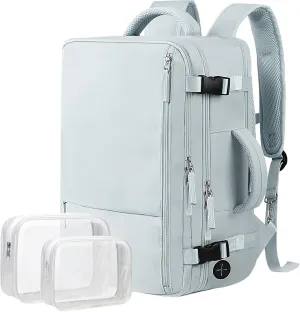 Hanples Travel Backpack for Women, Large Carry On, 17.3 Inch Laptop, Waterproof, Hiking, Casual Bag (Light Blue)