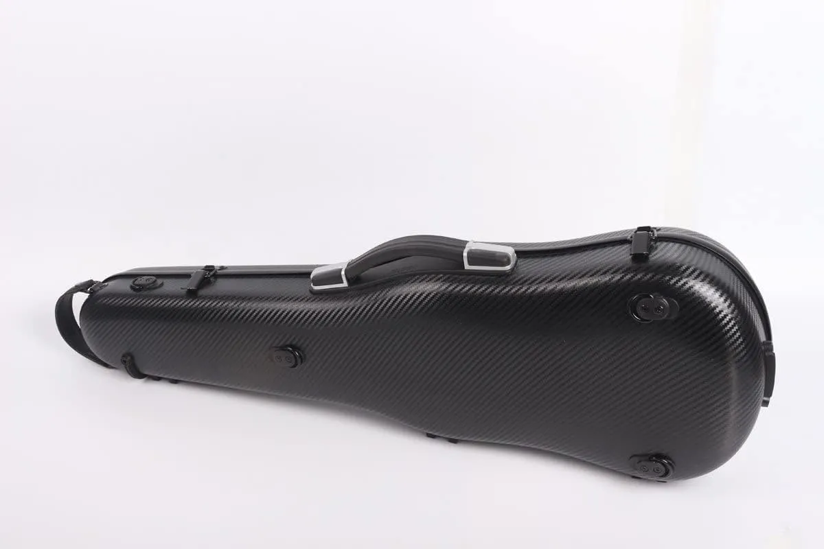 Hard Shell 3/4 Violin Case 4/4 Full Size Carbon Fiber Violin Box Strong Light Anti-Scratch Scratch Shaped Flight Case Travel Backpack Violin Case (Black), case33-1hei