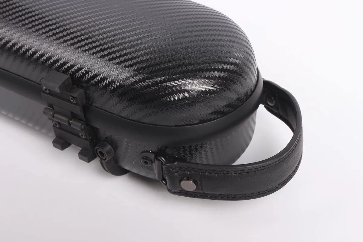 Hard Shell 3/4 Violin Case 4/4 Full Size Carbon Fiber Violin Box Strong Light Anti-Scratch Scratch Shaped Flight Case Travel Backpack Violin Case (Black), case33-1hei
