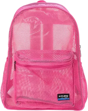 Heavy Duty Classic Gym Student Mesh See Through Netting Backpack | Padded Straps | Hot Pink