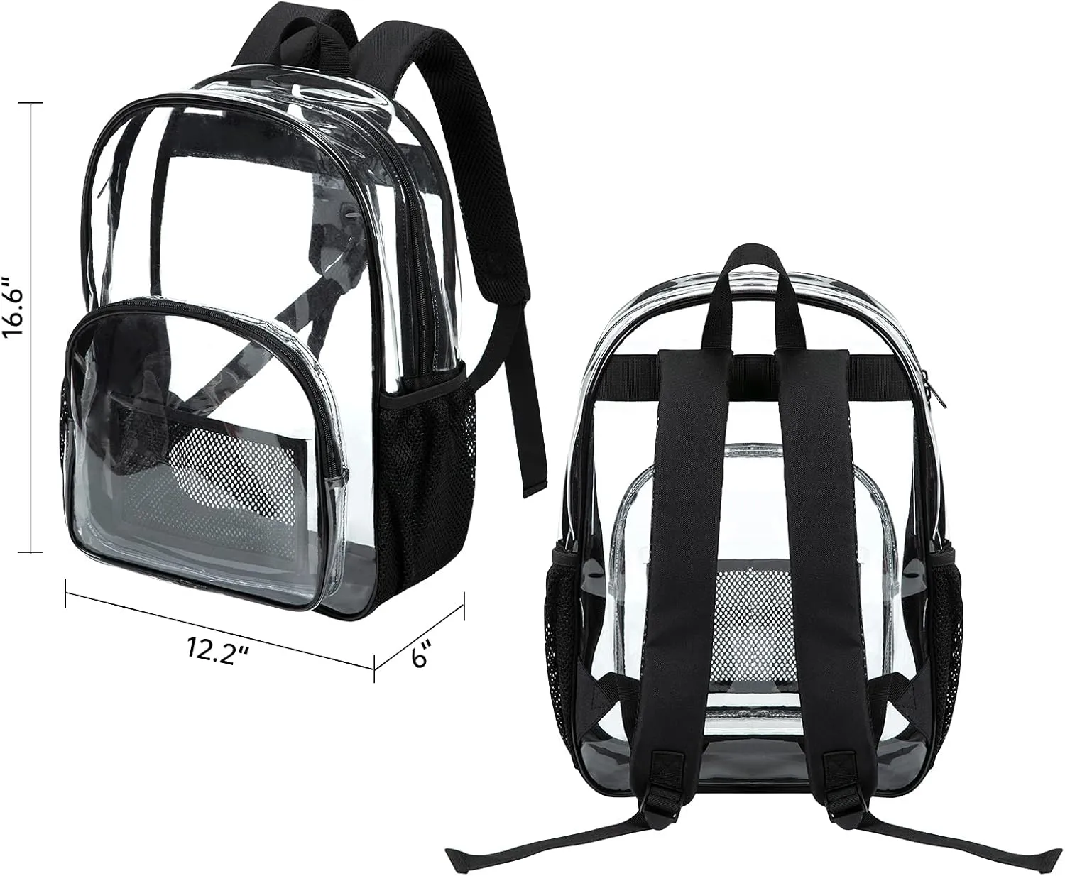 Heavy-Duty Clear Backpack for School - Durable See-Through Bookbag dark purple