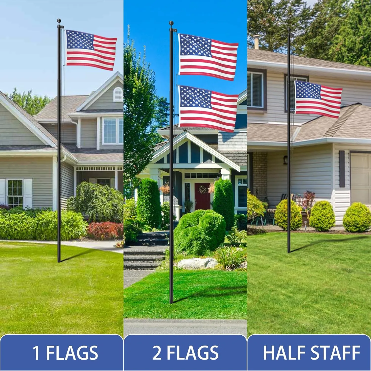Heavy Duty Flag Pole, 25 FT 12 Gauge Extra Thick Aluminum Flagpole Kit for Outside House In Ground, 100MPH Wind Tested